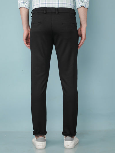 Black Jacquard Chinos Trousers-Men Trousers-Crimsoune Club