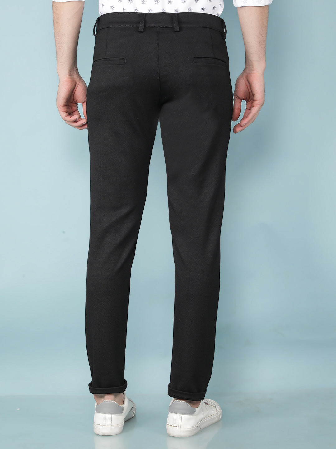 Black Printed Chinos Trousers-Men Trousers-Crimsoune Club