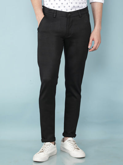 Black Printed Chinos Trousers-Men Trousers-Crimsoune Club