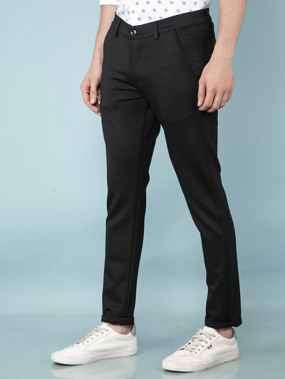 Black Printed Chinos Trousers-Men Trousers-Crimsoune Club