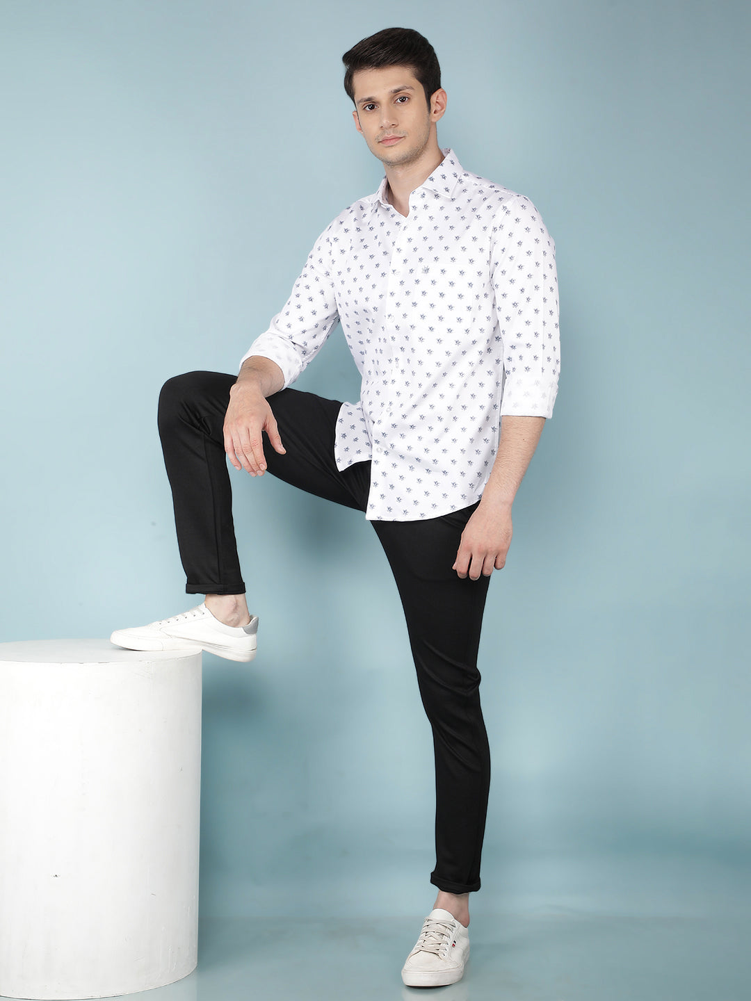 Black Printed Chinos Trousers-Men Trousers-Crimsoune Club