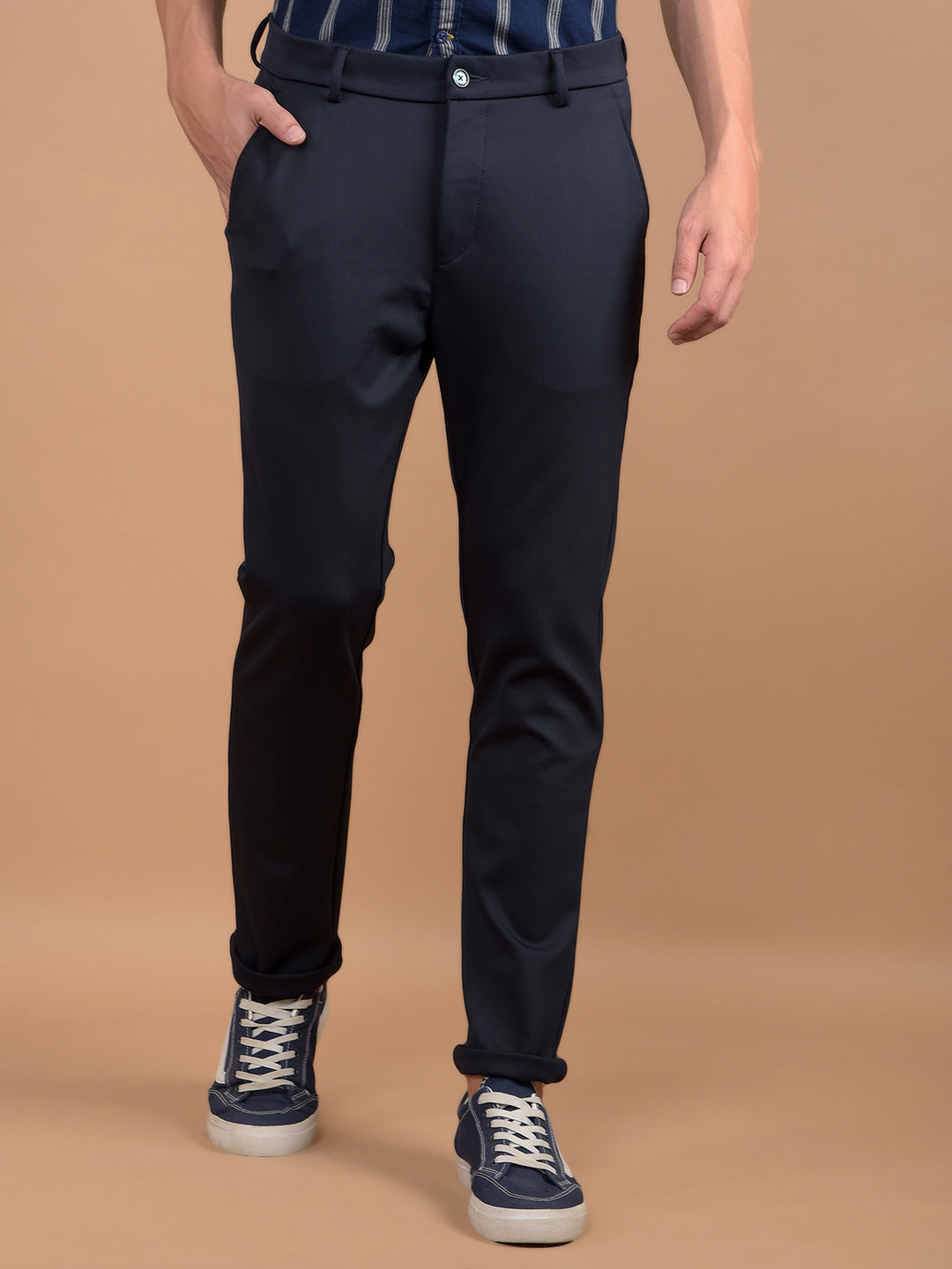 Navy Blue Trousers-Men Trousers-Crimsoune Club