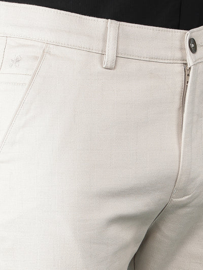 Beige Printed Chinos Trousers-Men Trousers-Crimsoune Club