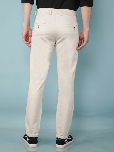 Beige Printed Chinos Trousers-Men Trousers-Crimsoune Club