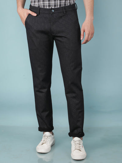 Navy Blue Printed Chinos Trousers-Men Trousers-Crimsoune Club