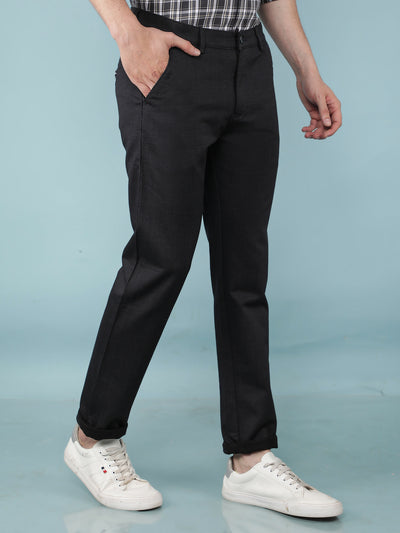 Navy Blue Printed Chinos Trousers-Men Trousers-Crimsoune Club