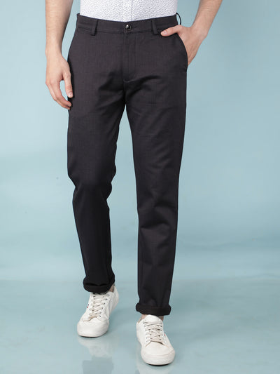 Black Printed Chinos Trousers-Men Trousers-Crimsoune Club