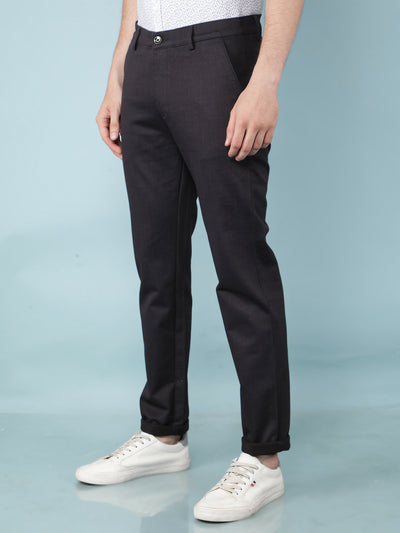 Black Printed Chinos Trousers-Men Trousers-Crimsoune Club