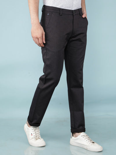 Black Printed Chinos Trousers-Men Trousers-Crimsoune Club