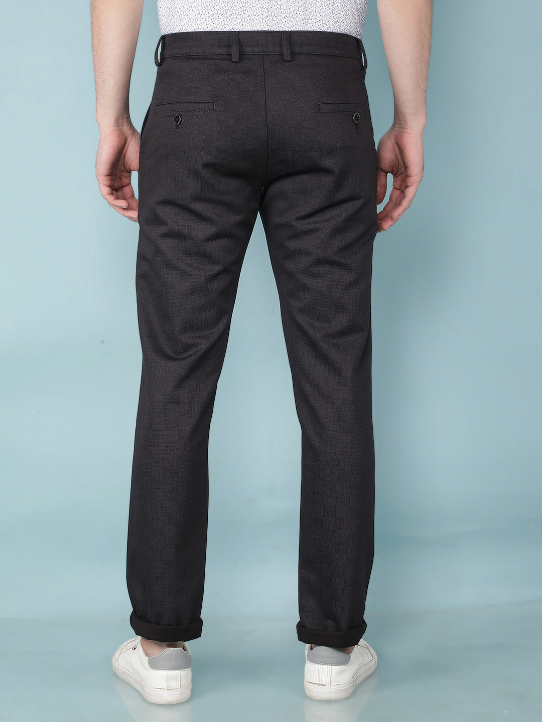 Black Printed Chinos Trousers-Men Trousers-Crimsoune Club