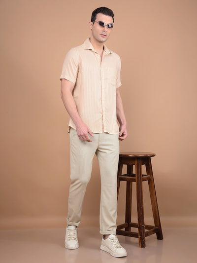 Beige Printed Trousers-Men Trousers-Crimsoune Club