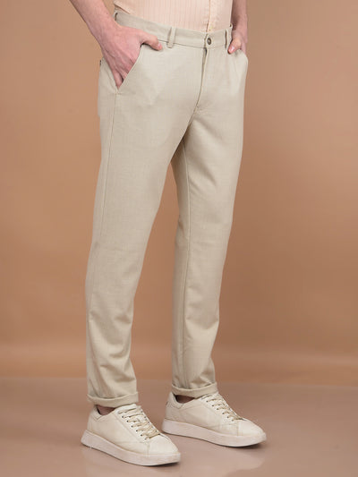 Beige Printed Trousers-Men Trousers-Crimsoune Club