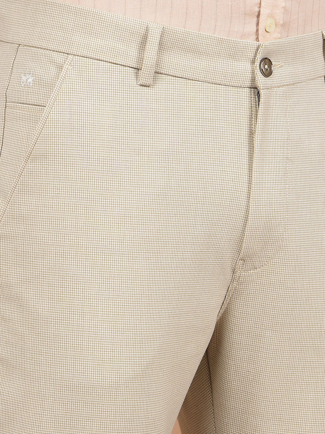 Beige Printed Trousers-Men Trousers-Crimsoune Club