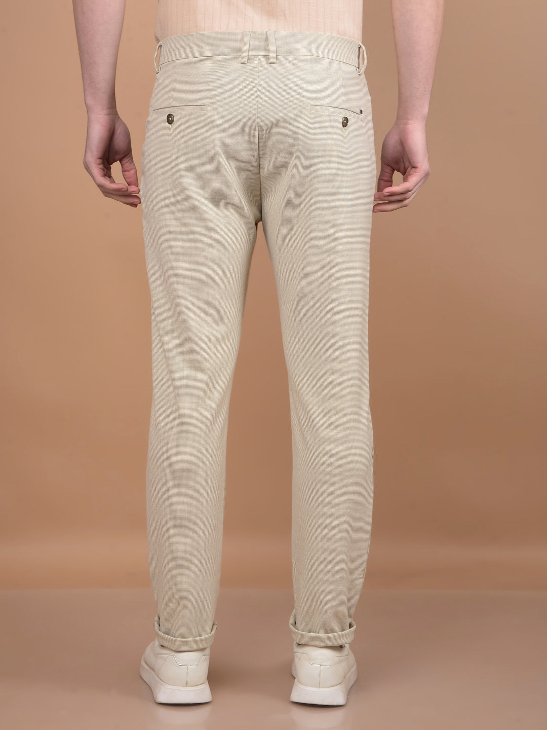 Beige Printed Trousers