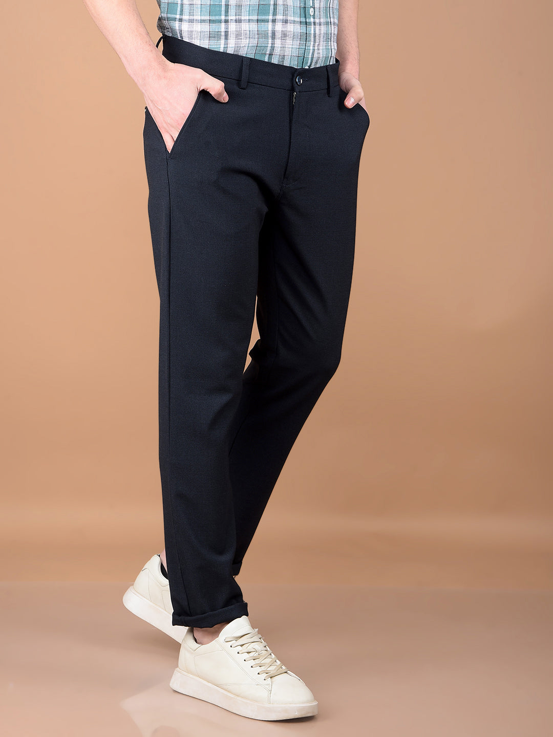 Navy Blue Printed Trousers