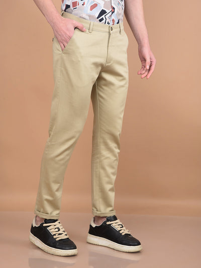 Beige Printed Trousers