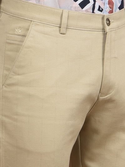 Beige Printed Trousers-Men Trousers-Crimsoune Club