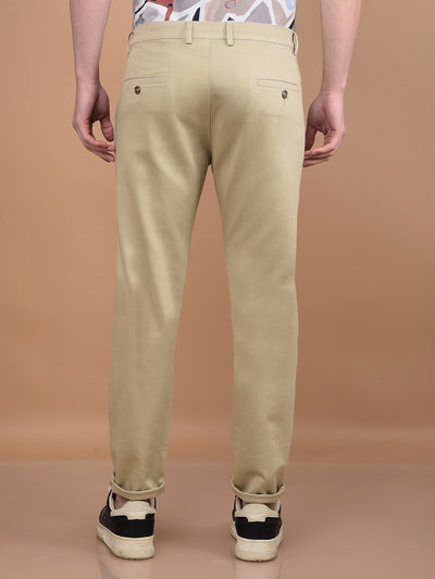 Beige Printed Trousers