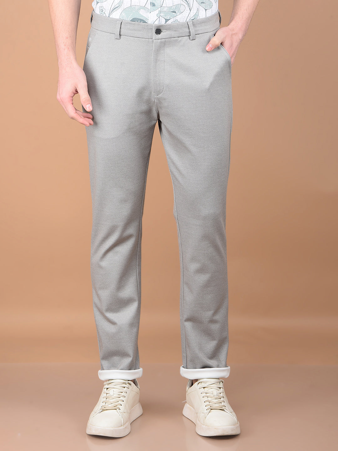 Grey Printed Trousers-Men Trousers-Crimsoune Club