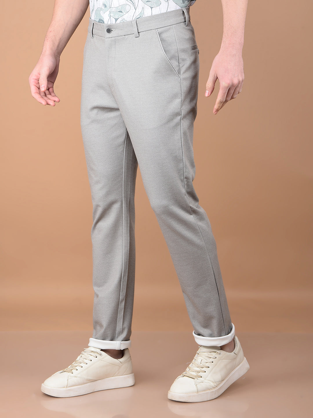 Grey Printed Trousers-Men Trousers-Crimsoune Club