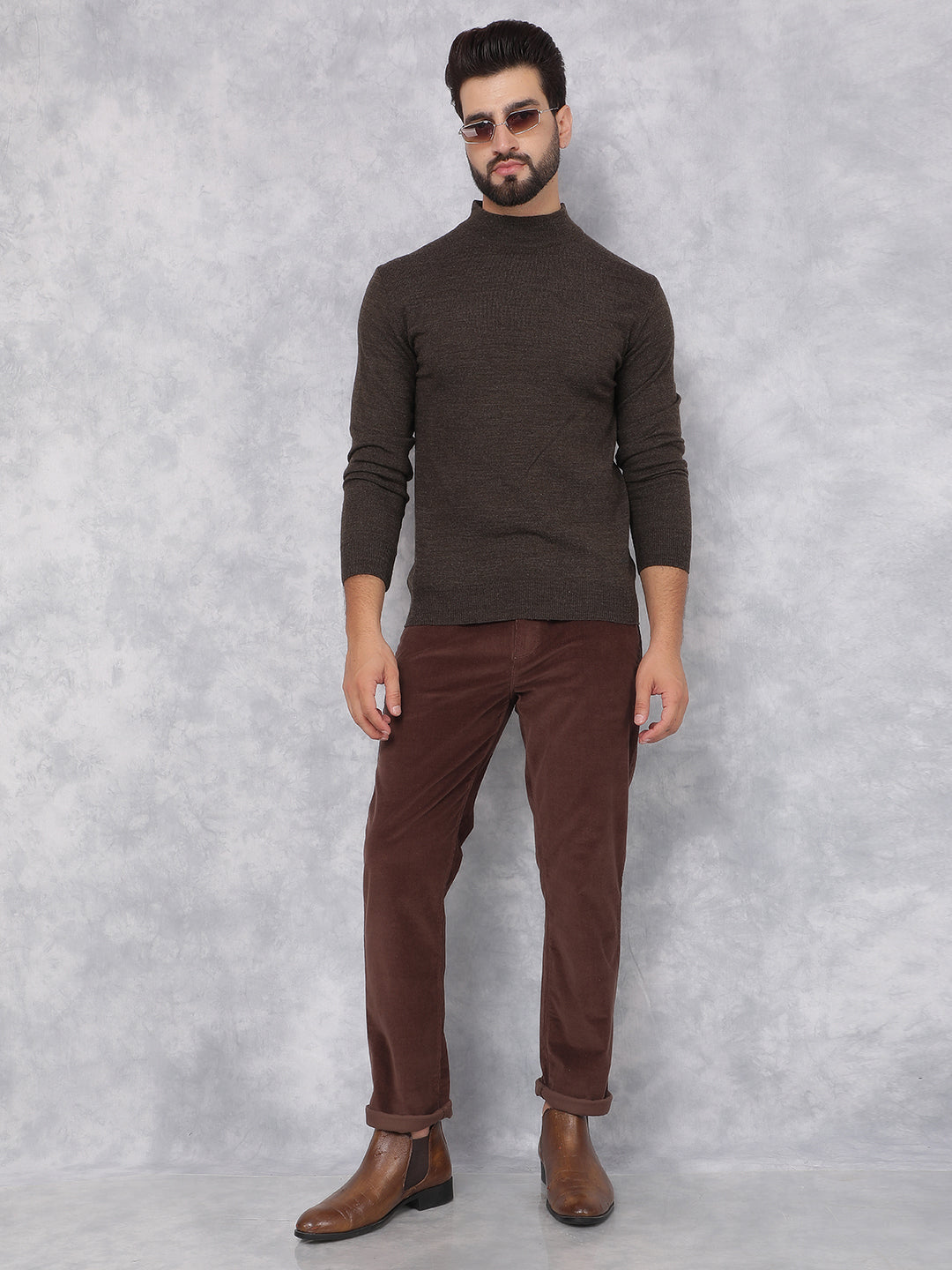 Brown Sweater-Men Sweaters-Crimsoune Club