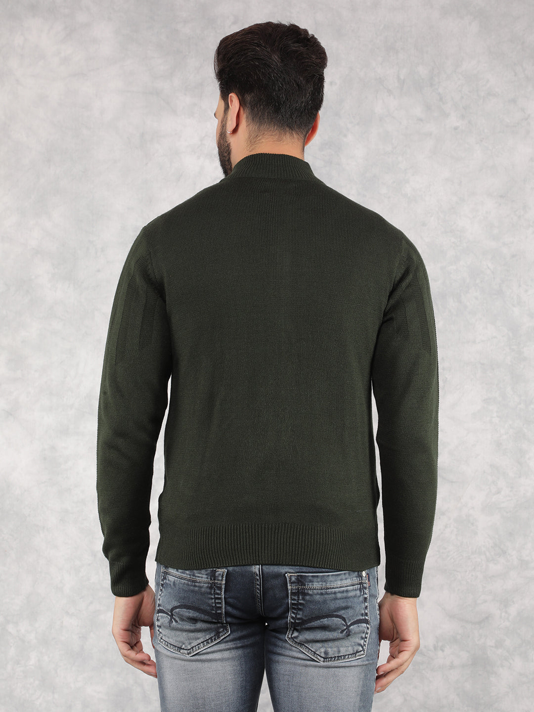 Green Printed Cardigan-Men Sweaters-Crimsoune Club