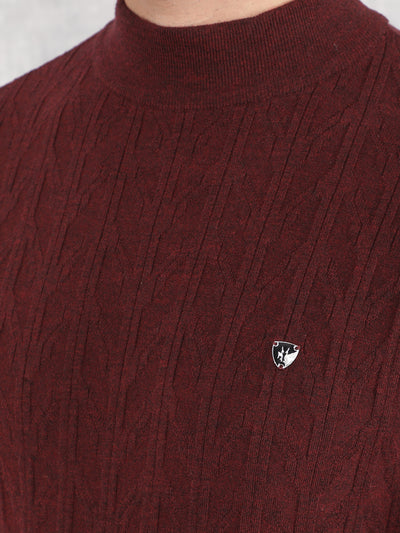 Wine Printed Turtle Neck Sweater-Men Sweaters-Crimsoune Club