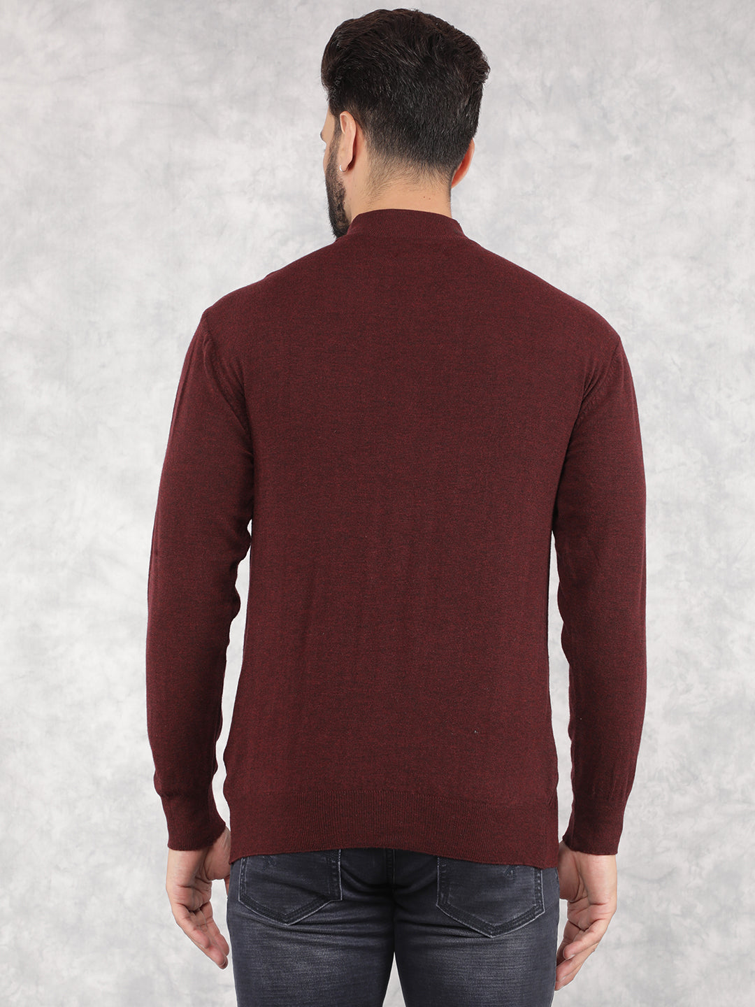 Wine Printed Turtle Neck Sweater-Men Sweaters-Crimsoune Club