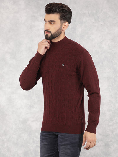 Wine Printed Turtle Neck Sweater-Men Sweaters-Crimsoune Club