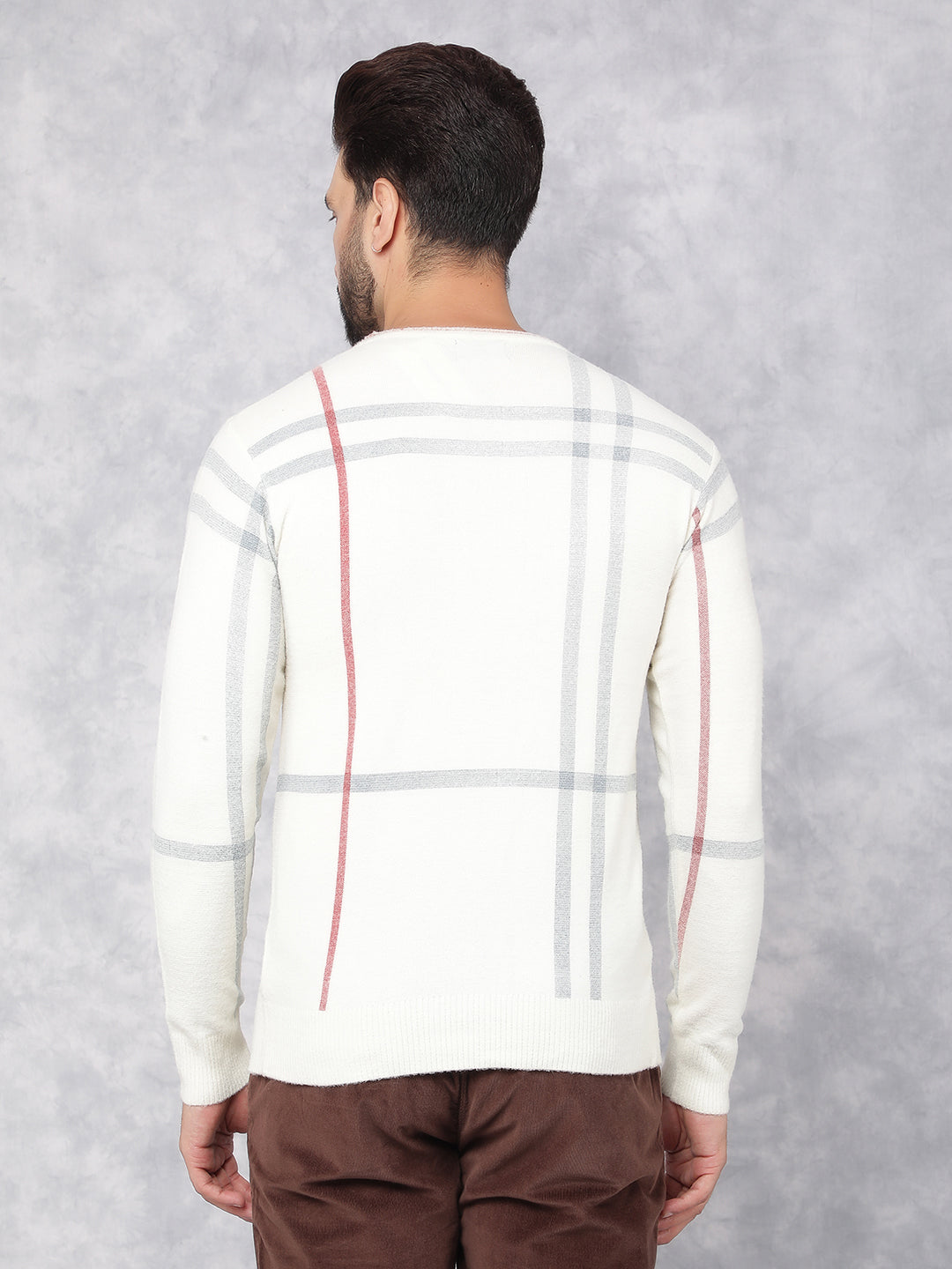 Off White Printed 100% Cotton Sweater-Men Sweaters-Crimsoune Club