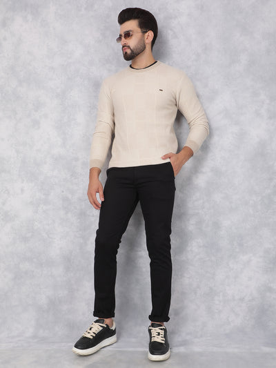 Beige Jacquard Sweater-Men Sweaters-Crimsoune Club