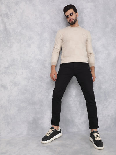 Beige Jacquard Sweater-Men Sweaters-Crimsoune Club