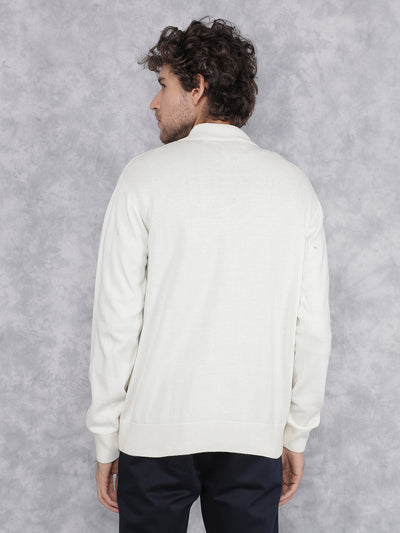 White Jacquard Sweater-Men Sweaters-Crimsoune Club