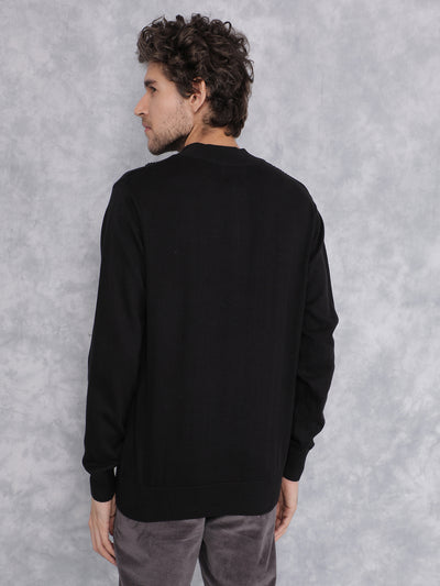 Black Jacquard Sweater-Men Sweaters-Crimsoune Club