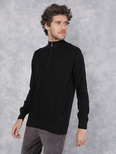 Black Jacquard Sweater-Men Sweaters-Crimsoune Club