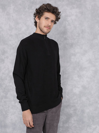 Black Jacquard Sweater-Men Sweaters-Crimsoune Club