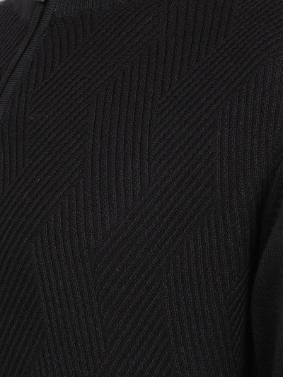 Black Jacquard Sweater-Men Sweaters-Crimsoune Club