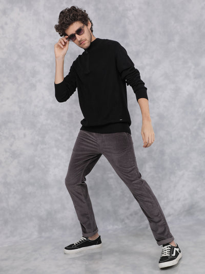 Black Jacquard Sweater-Men Sweaters-Crimsoune Club