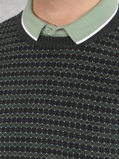 Green Printed Sweater-Men Sweaters-Crimsoune Club