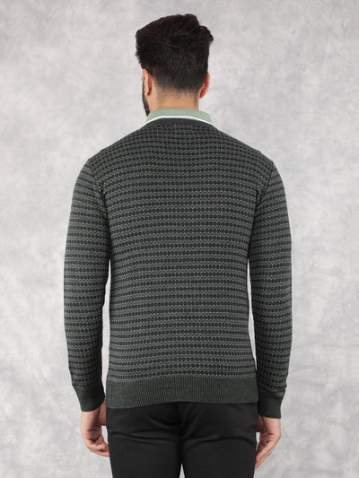 Green Printed Sweater-Men Sweaters-Crimsoune Club