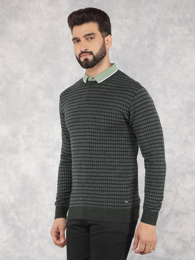 Green Printed Sweater-Men Sweaters-Crimsoune Club