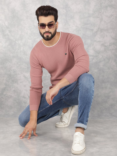 Pink Sweater-Men Sweaters-Crimsoune Club