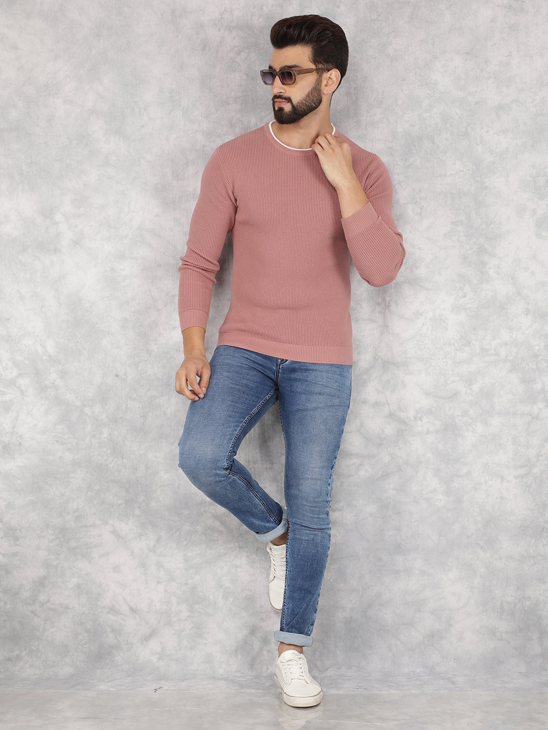 Pink Sweater-Men Sweaters-Crimsoune Club