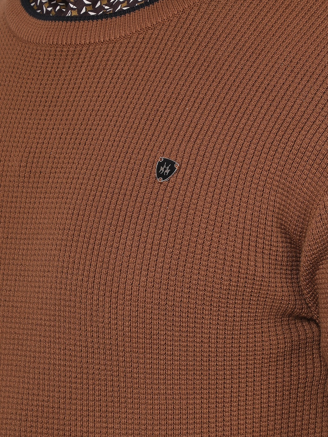 Brown Knitted 100% Cotton Sweater-Men Sweaters-Crimsoune Club