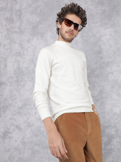 White High Neck Sweater-Men Sweaters-Crimsoune Club