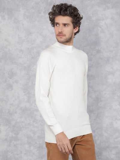 White High Neck Sweater-Men Sweaters-Crimsoune Club