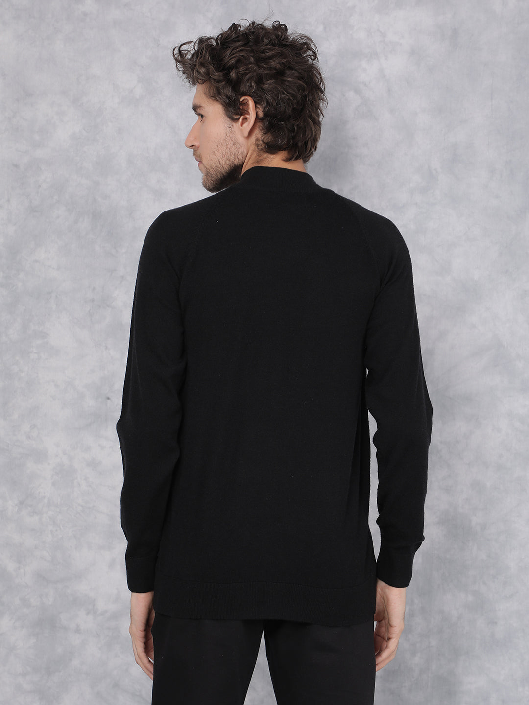 Black High Neck Sweater-Men Sweaters-Crimsoune Club