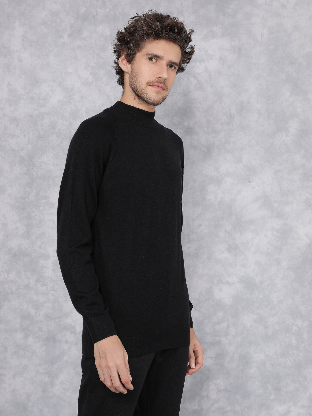 Black High Neck Sweater-Men Sweaters-Crimsoune Club