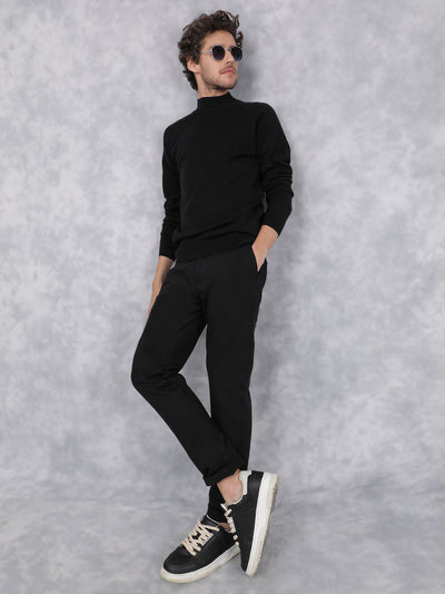 Black High Neck Sweater-Men Sweaters-Crimsoune Club