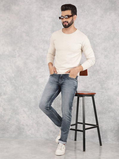 Beige Jacquard Sweater-Men Sweaters-Crimsoune Club